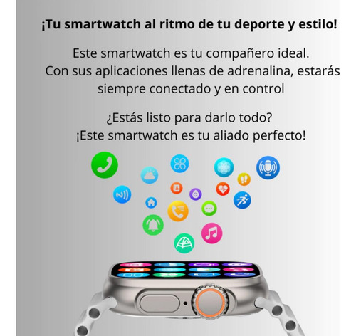 Smartwatch Reloj Inteligente Dt N0.1 Dt8 Ultra Doble Correa Plateado Deportiva Naranja Naranja