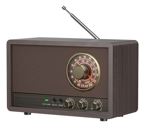 Leotec Radio Am Fm, Radio De Mesa De Madera Retro, Altavoz B