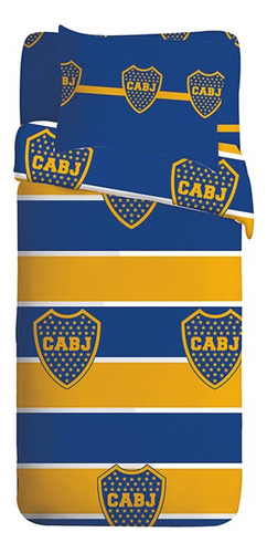 Acolchado Boca Juniors Casablanca 1 Plaza Y Media Color Amarillo Diseño De La Tela Rayado