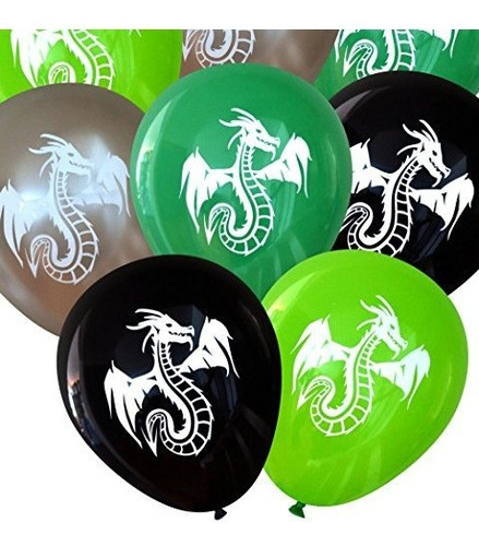 Globos De Dragon 16 Piezas Por Palabras Nerd Plata Negro Ver