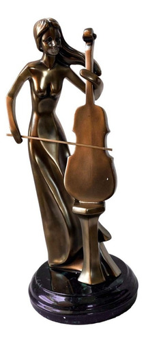 Dama Con Violin Figura Vintage 28cm