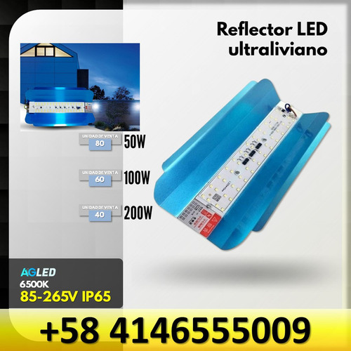 Reflector Led Ultraliviano 50w 6500k 85-265v Ip65 4500lm