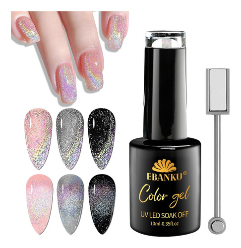 Juego De Esmaltes De Unadas De Gel Cat Eye Con Imán Pletado