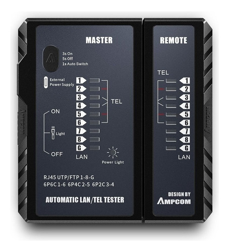 Probador De Cables Ethernet Rj45 Rj11 Ampcom Probador De Red