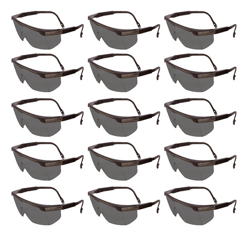 15 Oculos Proteção Epi Segurança Anti Risco Trabalho Com Ca Cor da lente Cinza