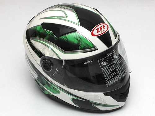 Casco Moto Integral Zpf Doble Visor C/grafica Verde 809 M