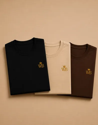 Kit 3 Camisetas Masculina Básicas Leve 100% Algodão Premium Bege Preto Marrom Liso M