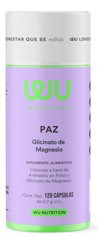 Wu Nutrition® Paz | Glicinato De Magnesio | 120 Cápsulas Sabor Sin sabor