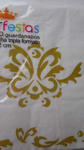 Guardanapo Papel Arabesco Dourado 32cmx32cm C/20 Folhas Branco/dourado