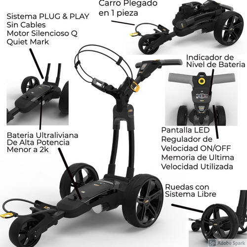 Imagen 1 de 10 de Kaddygolf Carro Eléctrico Golf Powakaddy Uk Fx3 Nro1 Ventas