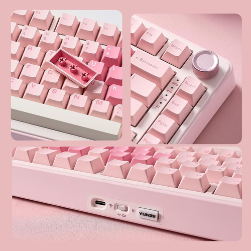 Yunzii B75pro Mechanical Keyboard,75% V2 Switch Pink