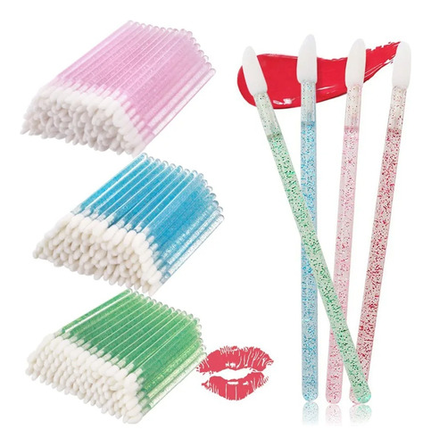 Lip Brush Glitter Desechable Pestañas Labios Microblanding