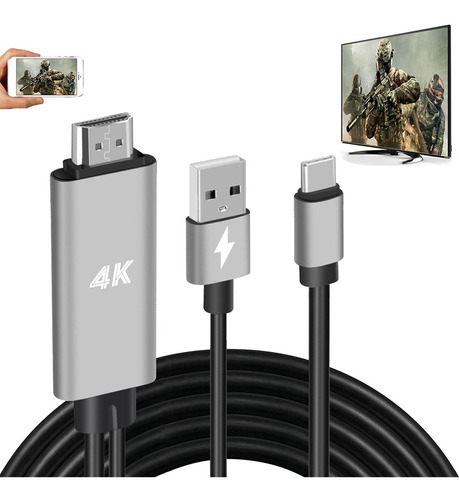 Adaptador Hdmi Usb Tipo C Cable Mhl 4k Hd Video Digital Con