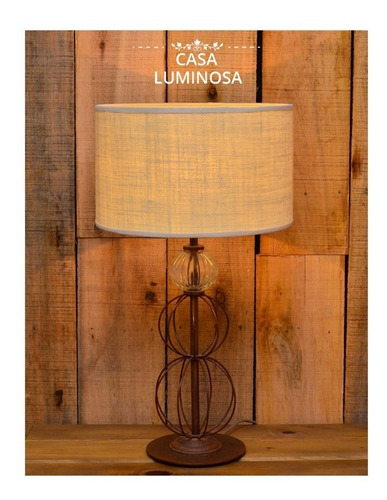 Lampa Velador Cerámica Vidrio Incluye Pantalla Oxido Cod 210