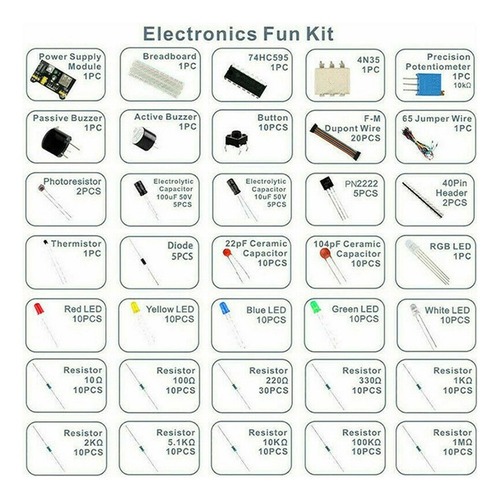Kit De Componentes Eletrônicos Protoboard 830 Arduino Peças