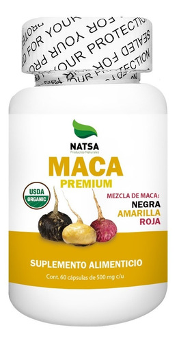 Maca Premium, Mezcla Amarilla, Roja Y Negra, 60 Cápsulas