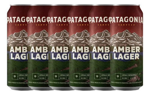 Cerveza Patagonia Amber Lager Lata 473ml Pack X6