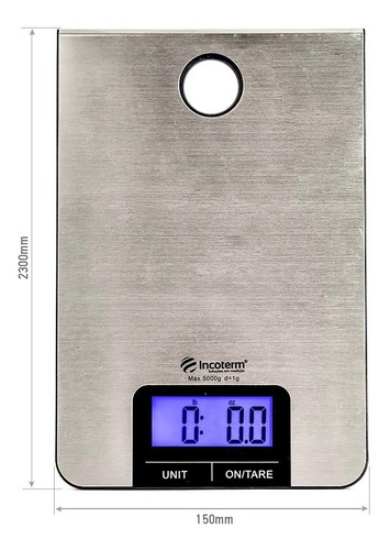 Balanca De Cozinha Base Em Aço Inox Incoterm 5 Kg - Bc90