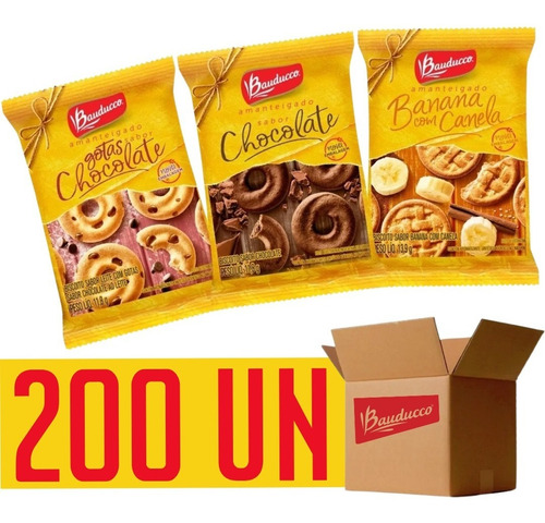 Amanteigado Bauducco Biscoito de sortidos sem sal 12 g pacote x 200