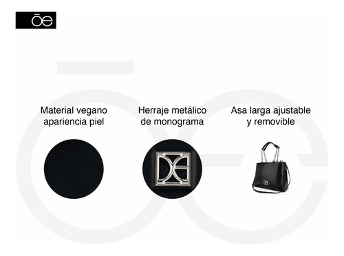 Bolsa Satchel Cloe Izisyla Mediano Color Negro