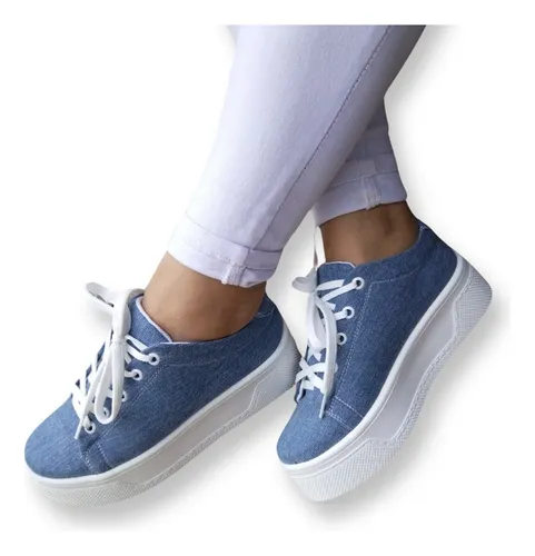 Tenis Blanco Y Colores Para Mujer Moda Urban Casual Alto