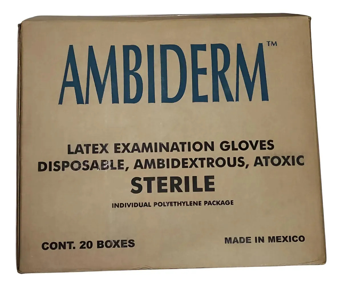 20 Guantes Estériles Para Exploración Ambiderm M, G. Blanco M