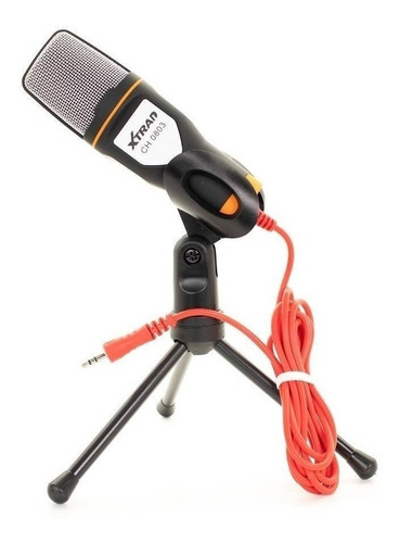 Microfone Condensador Com Suporte Tripé Xtrad Ch0803 Cor Preto