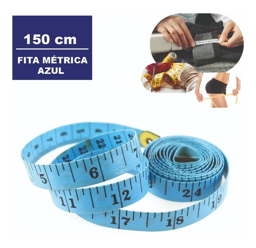Imagem 1 de 7 de Fita Metrica Embalagem Plastica 150 Cm Cor:azul