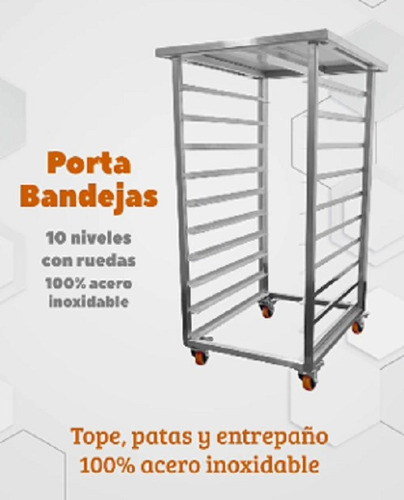 Porta Bandejas 100% Acero Inoxidable