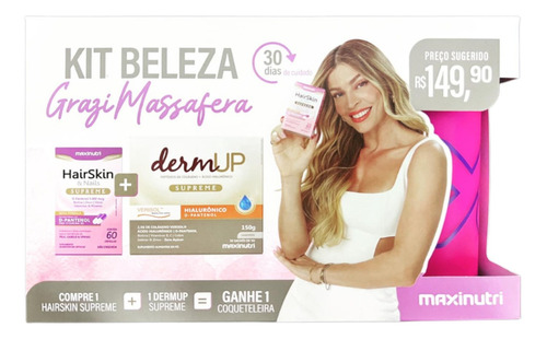 Kit Beleza Grazi Massafera Hairskin Supreme Dermup + Brinde Sabor Frutas Vermelhas