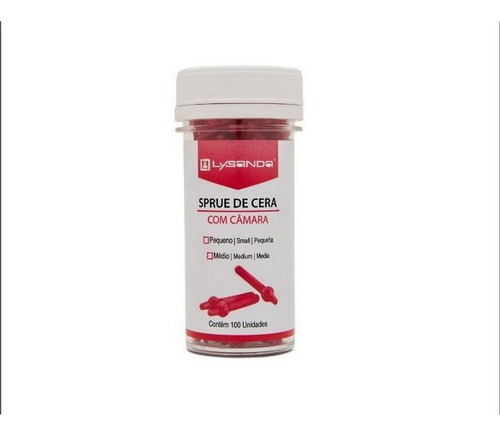 Imagem 2 de 5 de Sprue De Cera Com Câmara Pequeno C/ 100 Unidades - Lysanda