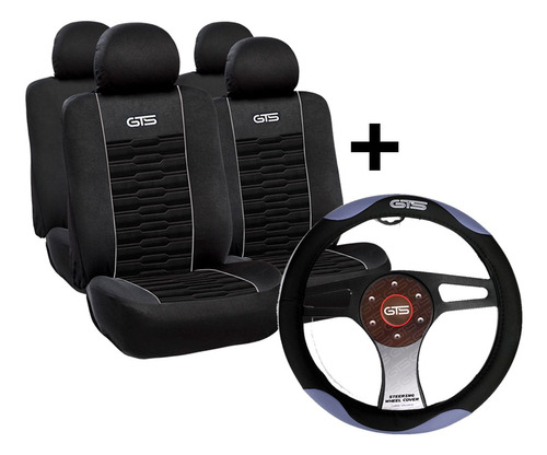 Imagen 1 de 1 de Gts Cubre Asiento + Cubre Volante Negro -gris
