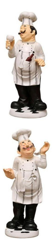 2 Figuritas De Chef Bonitas En Miniatura Decorativas Para