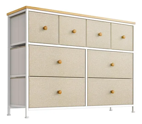 comprar Fabato Comoda De 8 Cajones De Tela Marco De Acero Plegable Cajonera Color Beige