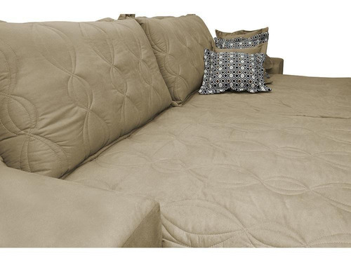 Sofá Retrátil 2,52m Pocket Cama Inbox Supreme Suede Bege