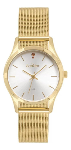 Relógio Condor Dourado Feminino Pulseira Mesh Copc21jlr/k4k