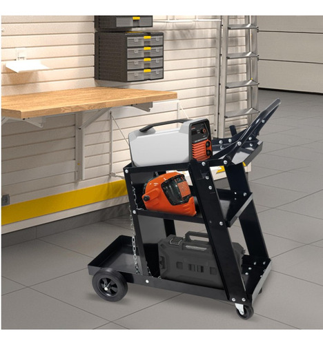 Plqmpp-m Carrito De Soldadura, Carros De Soldadura Resistentes De 3 Niveles Con Almacenamiento De Tanque De Ruedas, Para Soldador Tig Mig Y Cortador De Plasma