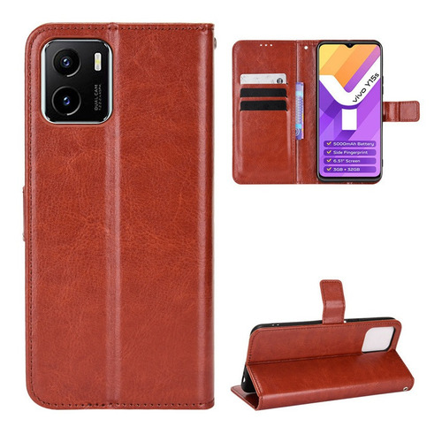 Funda De Cuero Para Vivo Y15a Y15s Y01 Negocio Estilo Flip