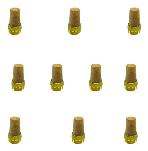 Silenciador Pneumático Rosca 1/2'' Latão Cônico - 10 Pçs