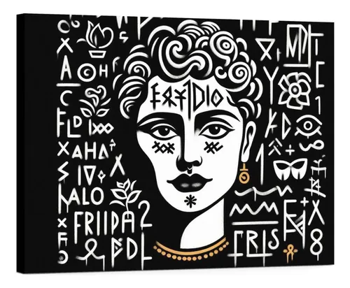 comprar Cuadro Decorativo Canvas Garabatos Frida Kahlo Arte 105x70