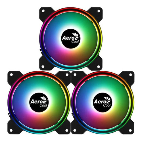 Kit 3 Cooler Fan Saturn Aerocool Drgb Preto 12f