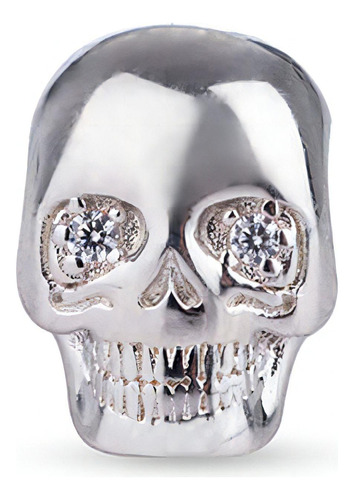 Dije Carmín Calavera De Plata 925 Ss Color Plateado