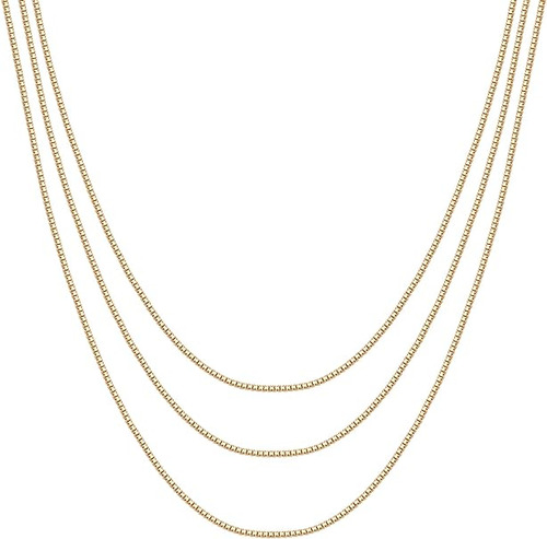 Collares Capas Chapados En Oro 14 Quilates Para Mujer Cadena