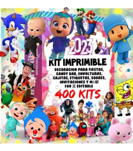 Kit Imprimible Cumpleaños Candy Bar  Decoracion +400 Kits