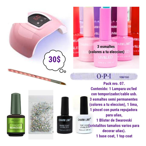 Pack P/uñas En Semipermanente Con Lámpara Led/uv36w 