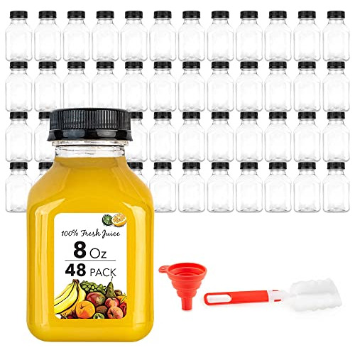 Botellas De Jugo Reutilizables 8 Oz - Set De 48 - Inc. Tapas