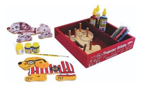 Kit Pintura Pequeno Artista Carimbras 4870 - 16 Peças Em Mdf