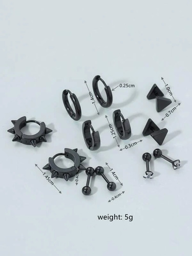 Pack 6 Pares Aretes Hombre Con Piercing, Arracadas Hombre