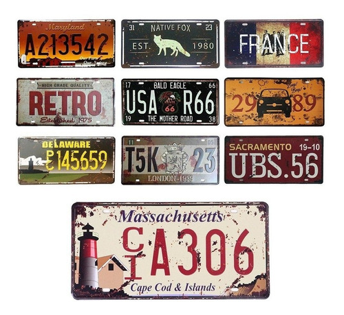 Pak 5 Patentes Placa Souvenir Metalica 30x15 Cm Envio Gratis