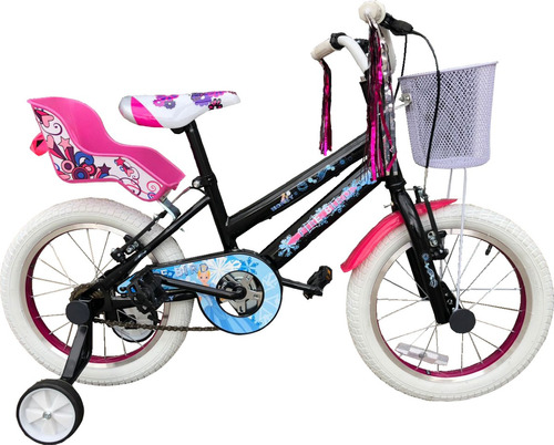 Bicicleta R16 Honey Lujo Con Portamuñeca Firebird Color Negro/rosa